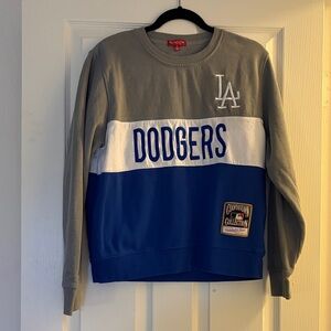 Mitchell & Ness Gray, White, and Blue Dodgers Sweatshirt